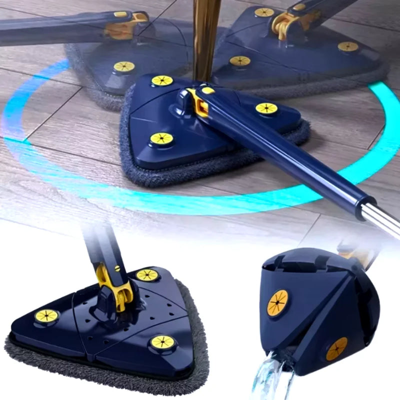 KIT ESFREGÃO com rodas de limpeza, ESFREGÃO triangular ajustável com rotação de 360° + 3 refis