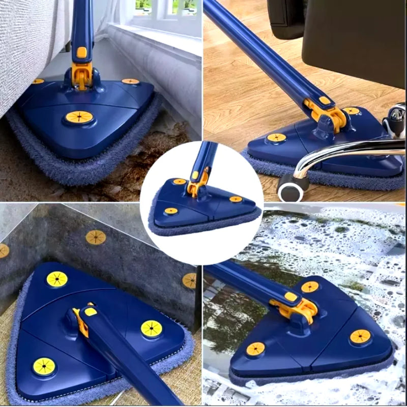 KIT ESFREGÃO com rodas de limpeza, ESFREGÃO triangular ajustável com rotação de 360° + 3 refis