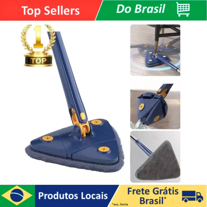 KIT ESFREGÃO com rodas de limpeza, ESFREGÃO triangular ajustável com rotação de 360° + 3 refis