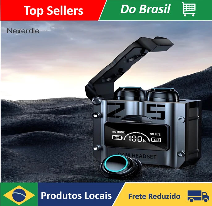 SENSASIONAL Fone de ouvido sem fio Bluetooth M25 TWS com redução de ruído estéreo e controle por toque para jogos e microfone