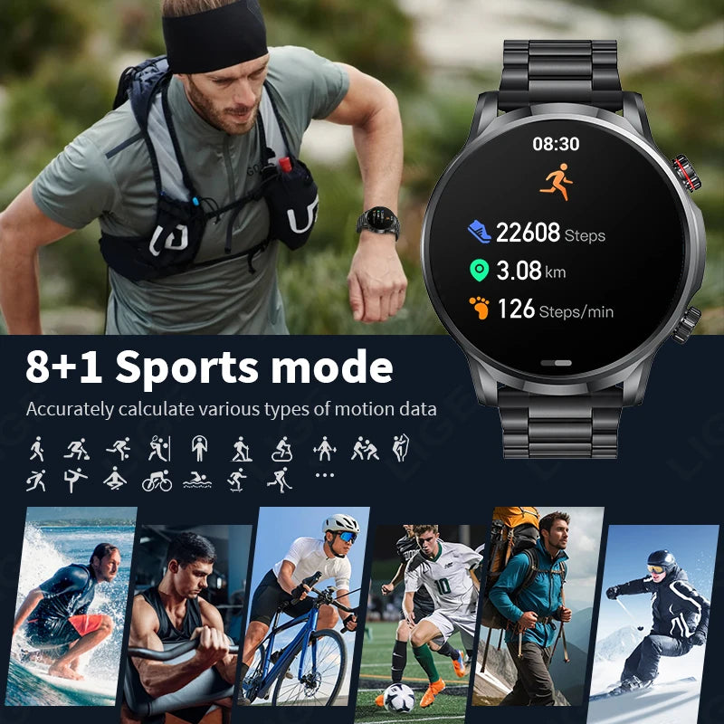 LIGE Novo 1.95 “HD Extra Large Screen GPS Outdoor Professional Sports Smart Watch Homens Mulheres Heart Rate Bluetooth Call Smartwatches