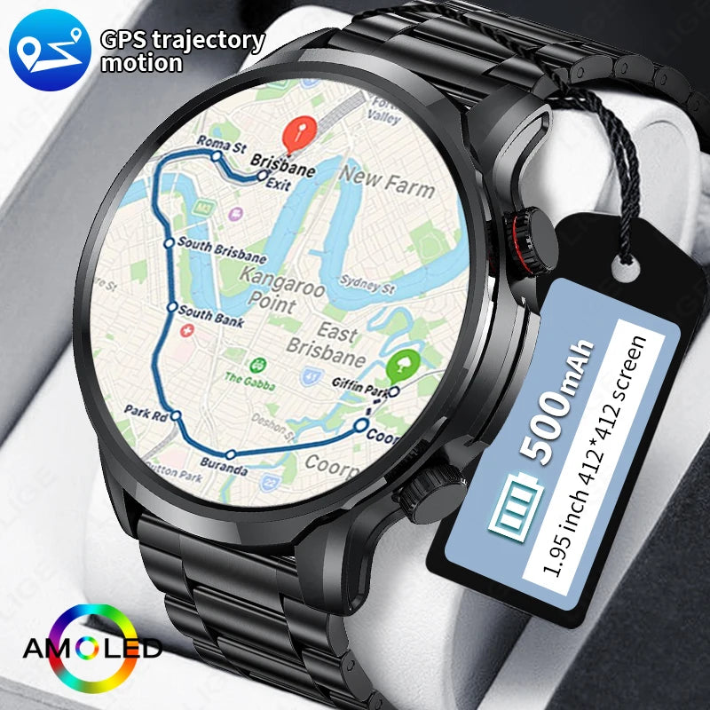 LIGE Novo 1.95 “HD Extra Large Screen GPS Outdoor Professional Sports Smart Watch Homens Mulheres Heart Rate Bluetooth Call Smartwatches