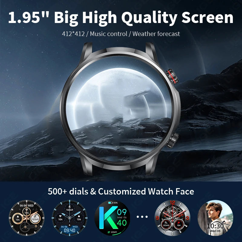 LIGE Novo 1.95 “HD Extra Large Screen GPS Outdoor Professional Sports Smart Watch Homens Mulheres Heart Rate Bluetooth Call Smartwatches