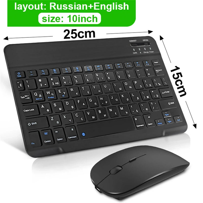 Teclado sem fios Bluetooth MOUSE  para IOS Android Windows Tablet para iPad Air Mini Pro Espanhol Coreano Portugal Teclado Russo