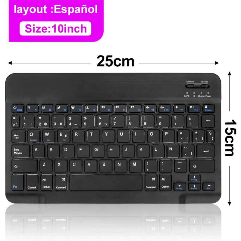 Teclado sem fios Bluetooth MOUSE  para IOS Android Windows Tablet para iPad Air Mini Pro Espanhol Coreano Portugal Teclado Russo