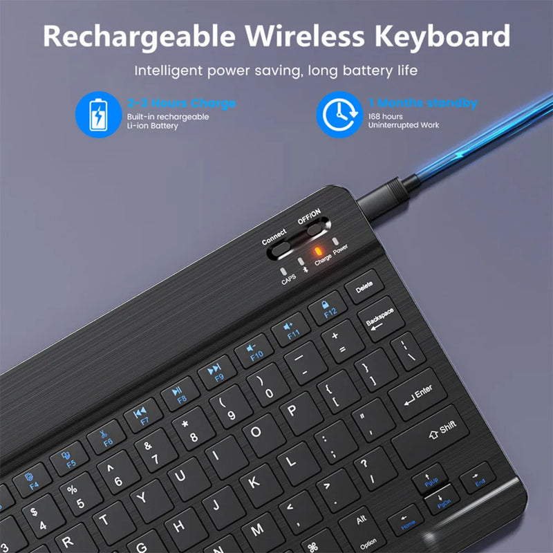 Teclado sem fios Bluetooth MOUSE  para IOS Android Windows Tablet para iPad Air Mini Pro Espanhol Coreano Portugal Teclado Russo