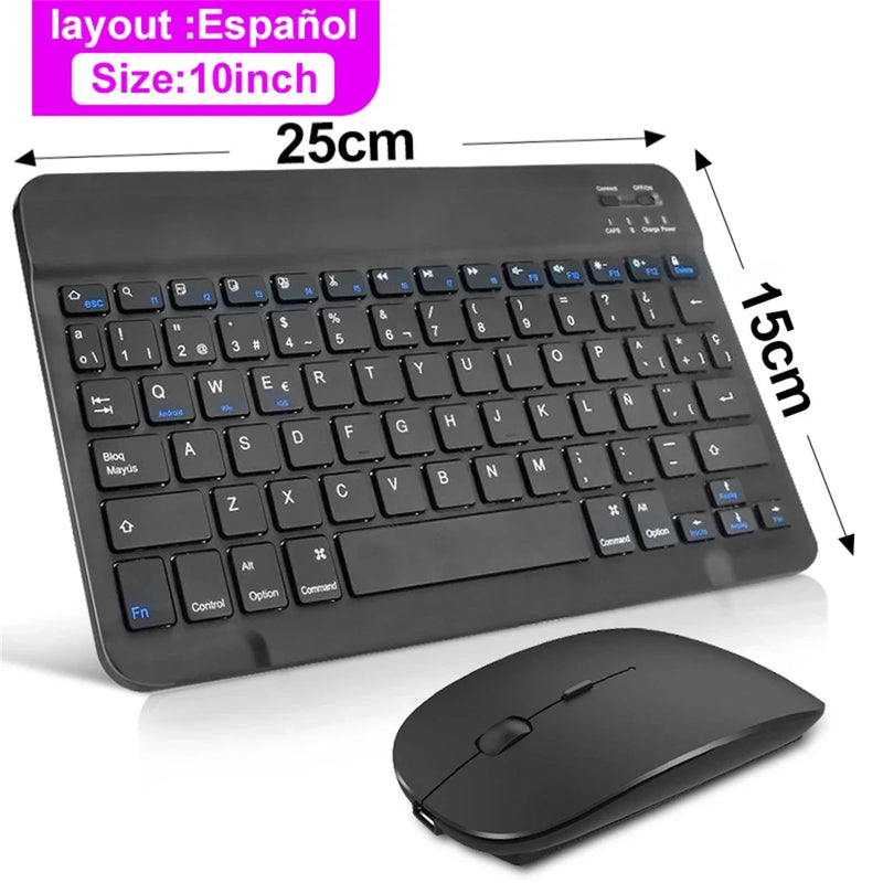 Teclado sem fios Bluetooth MOUSE  para IOS Android Windows Tablet para iPad Air Mini Pro Espanhol Coreano Portugal Teclado Russo