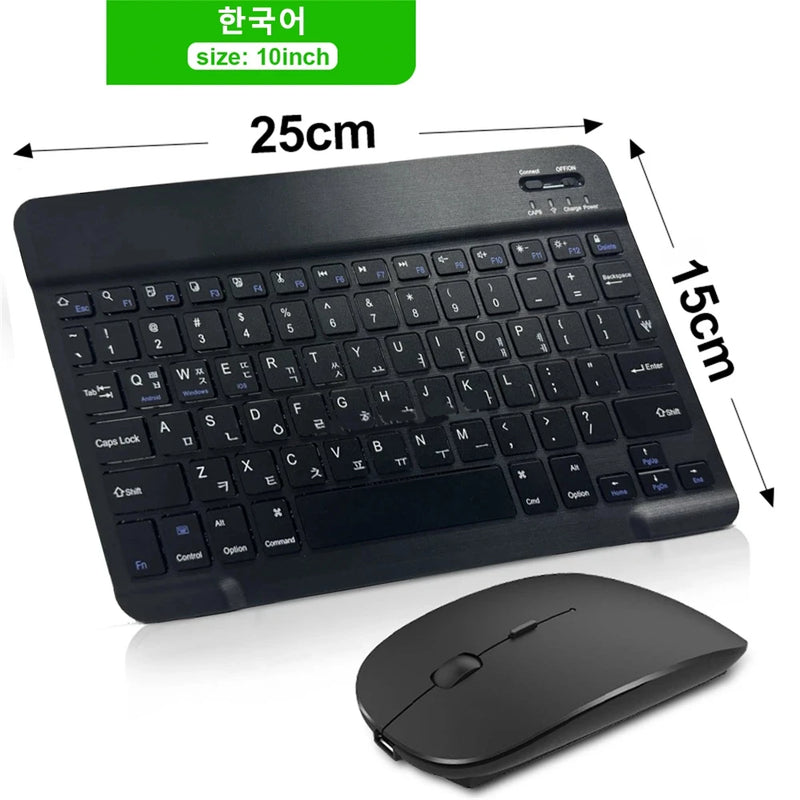 Teclado sem fios Bluetooth MOUSE  para IOS Android Windows Tablet para iPad Air Mini Pro Espanhol Coreano Portugal Teclado Russo