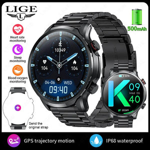 LIGE Novo 1.95 “HD Extra Large Screen GPS Outdoor Professional Sports Smart Watch Homens Mulheres Heart Rate Bluetooth Call Smartwatches
