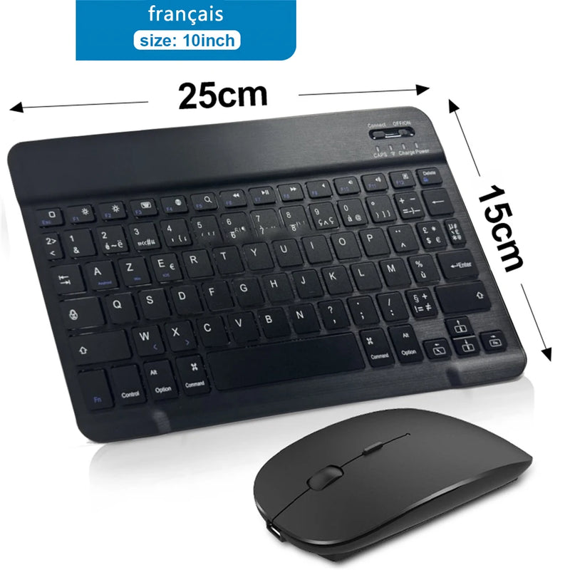 Teclado sem fios Bluetooth MOUSE  para IOS Android Windows Tablet para iPad Air Mini Pro Espanhol Coreano Portugal Teclado Russo