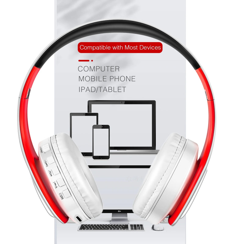 fone de ouvido  Bluetooth  sem fios , estéreo dobráveis para desporto Microfone Auscultador sem mãos Leitor de MP3